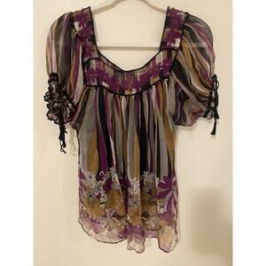 eci New York Misses Floral Top 6 Whimsigoth Boho Dark Cottagecore